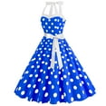 thumbnail image 5 of Elainilye Fashion Dresses for Women 2024 Casual Court Contrast High Collar Polka Dotted Large Dress Formal Dress,Blue, 5 of 6