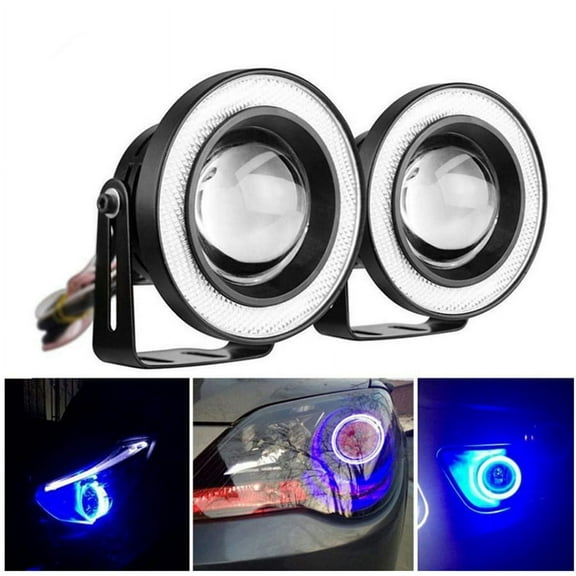 Yassdwbn Pair 3.5"COB LED Fog Light Projector Car CCFL Angel Eyes Halo Ring DRL Headlight