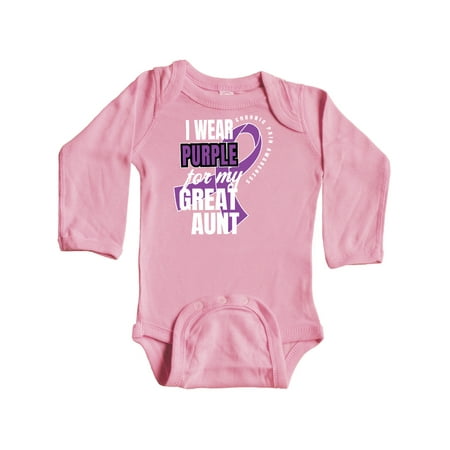 

Inktastic Chronic Pain I Wear Purple For My Great Aunt Gift Baby Boy or Baby Girl Long Sleeve Bodysuit
