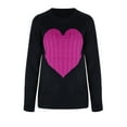 Women Sweaters Crew Neck Heart Front Long Sleeve Knitted Sweaters
