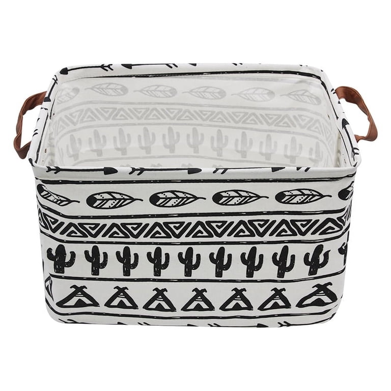 Collapsible Cotton Fabric Storage Bin With Cactus Pattern photo 1