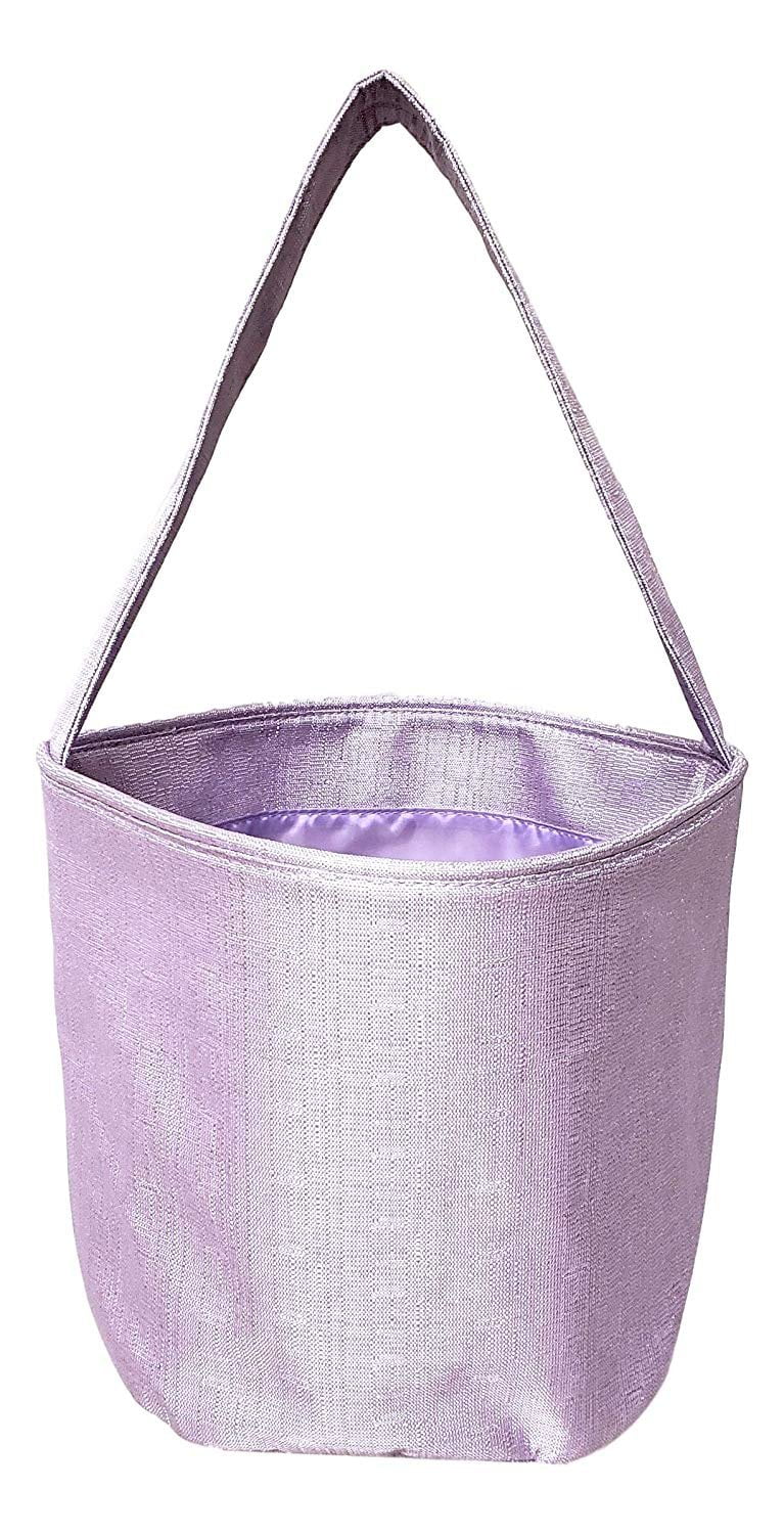 Girls Shimmer Fabric Easter Egg Basket Bucket Tote Bag Gift for Kids Pink Purple - Can be Personalized Purple