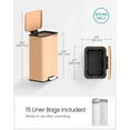 thumbnail image 6 of 10.5 Gallon (40 L) Kitchen Trash Can, Garbage Can, Large Step Trash Bin with Lid, Stainless Steel, Soft Close, 15 Trash Bags Included, Peach Fuzz, 6 of 7