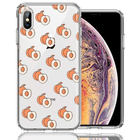 MUNDAZE For Apple iPhone XS/X Polka Dot Peaches Design Double Layer Phone Case Cover