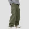 USNSM Cargo Pants for Men Baggy Straight Wide Leg Sweatpants Elastic Waist Jogger Pants with Pockets Stretch Drawstring Green# XXXL