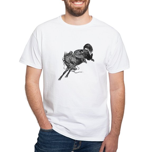 CafePress - Bucking Bronco White T Shirt - Men's White Classic Cotton T-Shirts