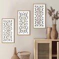 thumbnail image 3 of HPNIUB Mandala Wooden Wall Art Boho White Flower Framed Wall Decor Modern Abstract Wall Sculpture Set of 3 for Bedroom Living Room Office 8x16In, 3 of 10