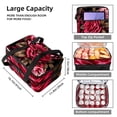 thumbnail image 3 of Rose Leopard Double Layered Insulated Lunch Bag with Two Compartments - Large Capacity Hand Carry Meal Bag for Refrigerated Food Storage - 7.1x11.4x16.1 Inches, 3 of 6