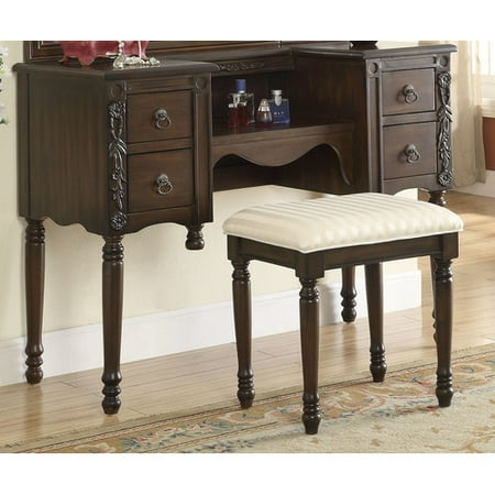 Acme Ashton Vanity Desk Stool Oak Walmart Com