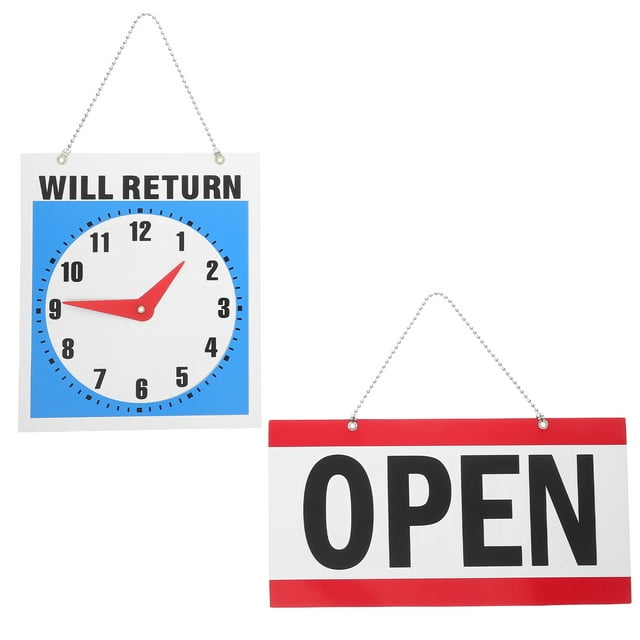 2pcs Double Sided Door Sign PVC Business Hours Sign with Open and Closed Indicators Hanging Chain Waterproof Material Reusable for Store Office Home