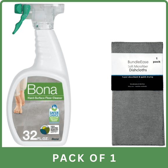 Bona Multi‑Surface Floor Cleaner – Unscented (Refill / All‑Purpose)- 32oz-1pk, With Microfiber Solid Color Towel By BundleEase