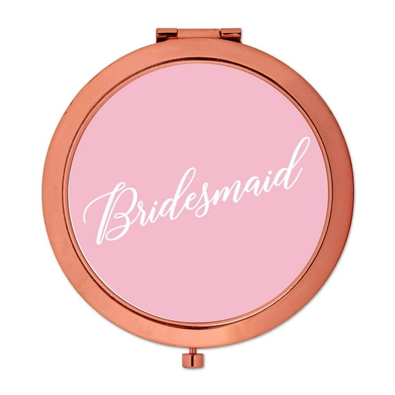 Koyal Wholesale Rose Gold Compact Mirror Bridesmaid Wedding Gift, Blush Pink, 1-Pack