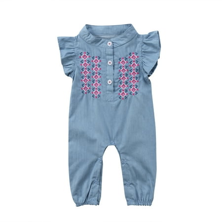 

Baby Cute Romper Slim Embroidered Flying Sleeve Style Skin Friendly Jumpsuit
