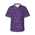 thumbnail image 1 of Balery Purple Leopard Camisas hawaianas de manga corta para hombre, camisas playeras de corte holgado, camisas de vacaciones con botones,Medium, 1 of 7