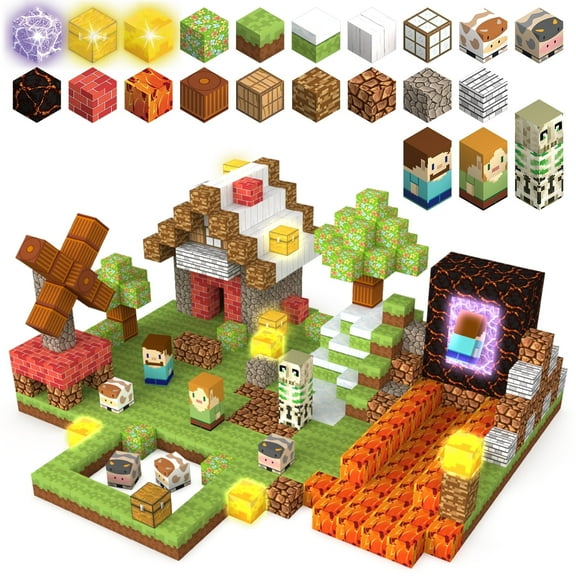 TuKIIE Magnetic Blocks Building Toys Set, Light Up Magnet Cubes for Boys Girls Ages 3 , Magnetic Building Blocks Kit STEM Sensory Educational Construction Toys