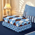 thumbnail image 6 of Manfei Vintage Grid Zipper Queen Comforter Set with Fitted Sheet and 2 Pillowcases,Kawaii Polka Dot Zipper Bedding Set,Blue Brown,Navy Blue Reversible,4pcs, 6 of 8