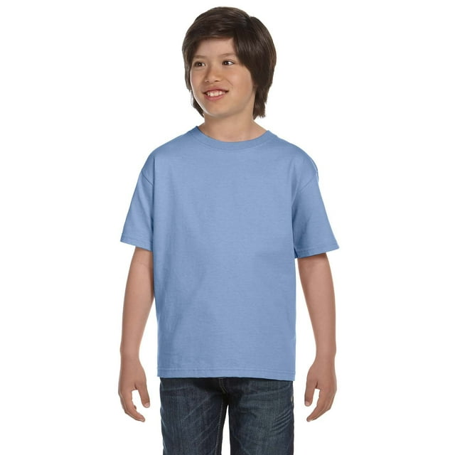Hanes Beefy-T Boy`s T-Shirt, S, Light Blue