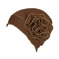 thumbnail image 4 of TISHITA For Ladies Solid Elastic Flower Hat Turban Chemo Cancer Hair Loss Cap Head Wrap brown, 4 of 8