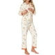 thumbnail image 1 of Conjunto de pijama de maternidad para mujeres, algodón, floral, leopardo, de manga larga, pantalones con cintura elástica, ropa de descanso para la lactancia, 2XL, amarillo, 1 of 6
