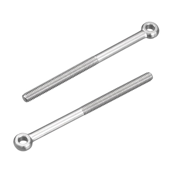 4Pcs M6 x 90mm Lifting Eye Bolts, 304 Stainless Steel Machinery Shoulder Swing Bolt Lifting Ring Eyebolt for Pipeline Gate Valves, Building Steel Pipe Fasteners, Silver