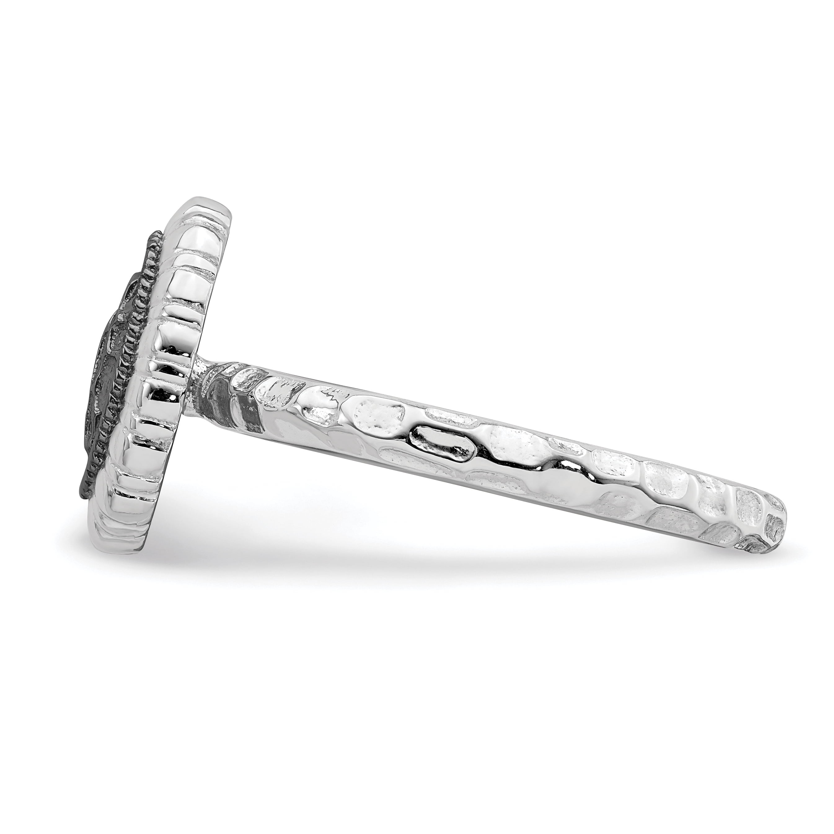 Sterling Silver Ruthenium-Plated Oval Ring