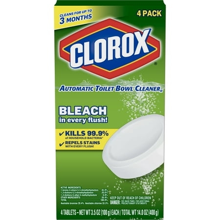 Clorox Automatic Toilet Bowl Cleaner Tablets with Bleach - 4 (Best Toilet Bowl Cleaner Uk)