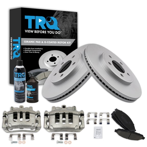 TRQ Front Brake Pad & Rotor Kit Premium G-Coated Ceramic Fits 2003-2011 Ford Crown Victoria Lincoln Town Car Mercury Grand Marquis 2003-2004 Marauder
