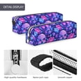 thumbnail image 4 of Yiaed blue Skull purple flower1 Print Leather Pencil Case - Leather Pen Pencil Holder - Elegant & Practical Pencil Pouch for Work & Office, 4 of 7