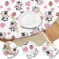 thumbnail image 4 of White Cow Strawberry Heart Pattern Round Fitted Tablecloth with Elastic Edge,Dining Table Cover Waterproof,Outdoor Round Tablecloth for Camping,Dining,Indoor and Outdoor, 4 of 7