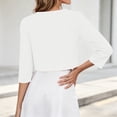 thumbnail image 6 of dazeni Women's 3/4 Sleeve Cardigan Jackets Fashion Open Front Cardigans Lightweigt Bolero Shrugs for Dresses White, 6 of 6
