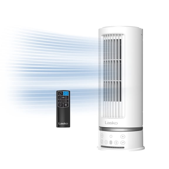 Lasko StealthBreeze 15" Quiet Oscillating Table Fan with Remote Control, DC Motor and 12 Speeds for Bedroom Cooling, White, TDC145
