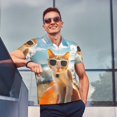 thumbnail image 4 of Sikiie Surfing Cat Sun Print Men's Short-sleeved POLO Shirts, Button-down Shirts and T-shirts are Suitable for Vacation, Leisure and Business-Small, 4 of 6