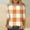 Orange, variant on LYEAA Women's Tops 3/4 Sleeve Tee Plus Size Crew Neck T-shirt Fashion Checkered Tees Loose Soft Comfortable Blouse Dressy Casual Breathable Trendy Clothing Blue XL