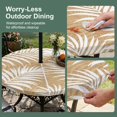 thumbnail image 5 of Round Outdoor Tablecloth with Umbrella Hole and Zipper, Brown Palm Leaf Tablecloth with Elastic Waterproof, Summer Coastal Botanical Tropical Patio Table Covers for 36" - 44" Picnic Pool Tables, 5 of 9
