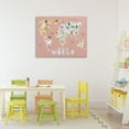 thumbnail image 2 of Kid's Map Of World Pink Canvas Wall Art, design by Carla Daly, 2 of 8