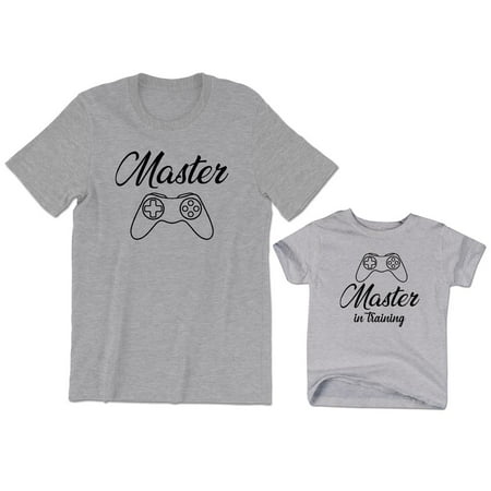 

Master and Master in Training Funny Matching Gaming T-Shirts Men s Kids Youth Toddler Shirt Baby