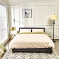 thumbnail image 4 of Giantex Full Platform Bed Frame with Linen Headboard Wood Slat Gray, 4 of 7