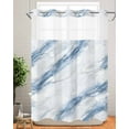 thumbnail image 2 of No Hook Shower Curtains, Blue Grey Marble Standard Bathroom Curtains with Snap in Liner, Vintage Abstract Modern Art Crack Waterproof Washable Fabric Bathroom Shower Curtain Sets, 60" x 72", 2 of 7