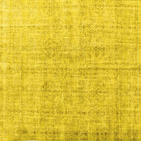Ahgly Company Machine Washable Indoor Square Persian Yellow Traditional Area Rugs, 8' Square