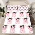 thumbnail image 5 of jejeloiu Cute Pig Bed Sheets,Farm Animal King Sheets,Black Dot Bowtie Sheet Set For Child,Lightweight Room Decor,4-Piece, 5 of 7