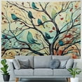 thumbnail image 4 of Chilfamy Tree Of Life Tapestry Wall Hanging, Abstract Ornate Spring Season Flowers and Birds on Tree Branches Animal Art Illustration Tapestries for Bedroom Home Decor Multi Color Painting, 4 of 6