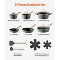thumbnail image 2 of KFFKFF 17-Item Nonstick Cookware Collection, Granite Kitchen Set, Compatible with Induction Stoves, RV Cooking Ensemble with Fry, Sauce, Saute Pans, Reinforced Glass Covers, and Pan Guards, Black, 2 of 9