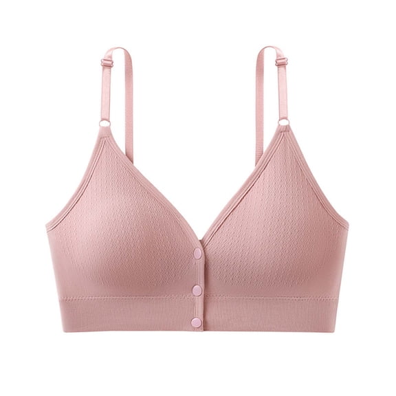 Hrsba Front Closure Bras for Women Solid Color No Underwire Side Support Breathable Lightweight Daily Wear Soft Support
