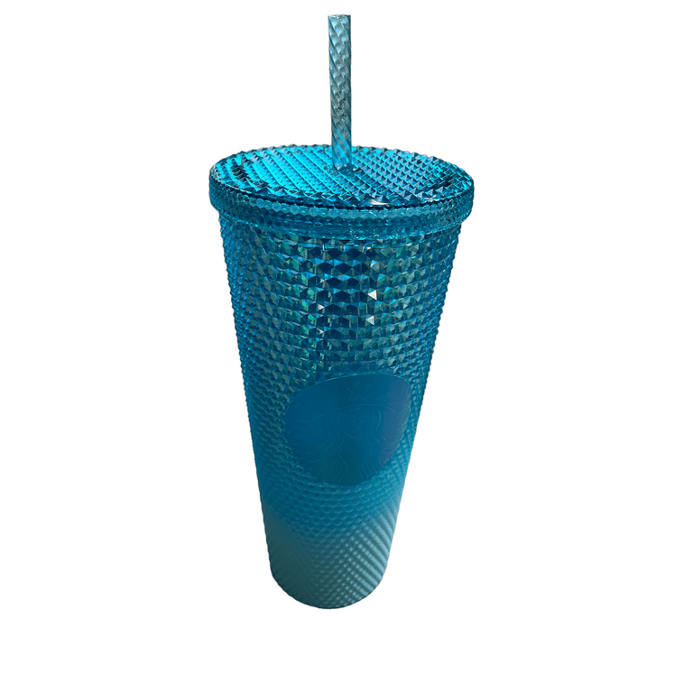 Starbucks Tumbler Cold Cup Europe Bling Studded Soft Touch Blue Grande 16oz  NEW