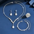 thumbnail image 5 of AEXTO Elegant Crystal Necklace Earrings Bracelets Set Silver Bridal Wedding Jewelry Sets Bride Bridesmaids Prom Formal Costume Accessories for Women, 5 of 7