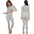 thumbnail image 3 of COMFREE Thermal Underwear for Women Long Johns Set Crew Neck Long Sleeve Suit Thin Base Layer Top and Bottom, 3 of 6