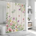 thumbnail image 6 of Pink Purple Flower Bathroom Shower Curtains with 12 Hooks Polyester Waterproof Shower Curtain for Stalls and Bathtubs Spring Farmhouse Country Floral Leaf Decorative Bathroom Curtain 36x72 Inches, 6 of 8