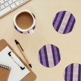 thumbnail image 6 of Multi-Shape Mdf Cork Coaster 4 Pieces Of Anti-Slip, Anti-Wear And Anti-Fouling 3.9in Easy To Clean And Stable Structure Violet White Stripe_3 Round Shape, 6 of 7
