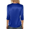 thumbnail image 4 of Alkepwun Plus Size Tops Shiny Satin Crew Neck Pullover 3/4 Sleeve Top Basic Style Casual Comfortable Soft Business-Casual Clothes, 4 of 9