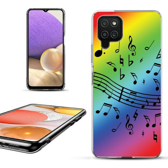 Slim-Fit Lightweight Protective Phone Case for Samsung Galaxy A42 5G, by OneToughShield ® - Music Notes / Rainbow